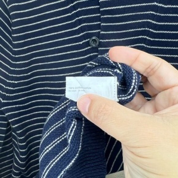 Gap Cozy Shawl Collar Sweater Navy Blue & White Size Medium - Picture 5 of 8